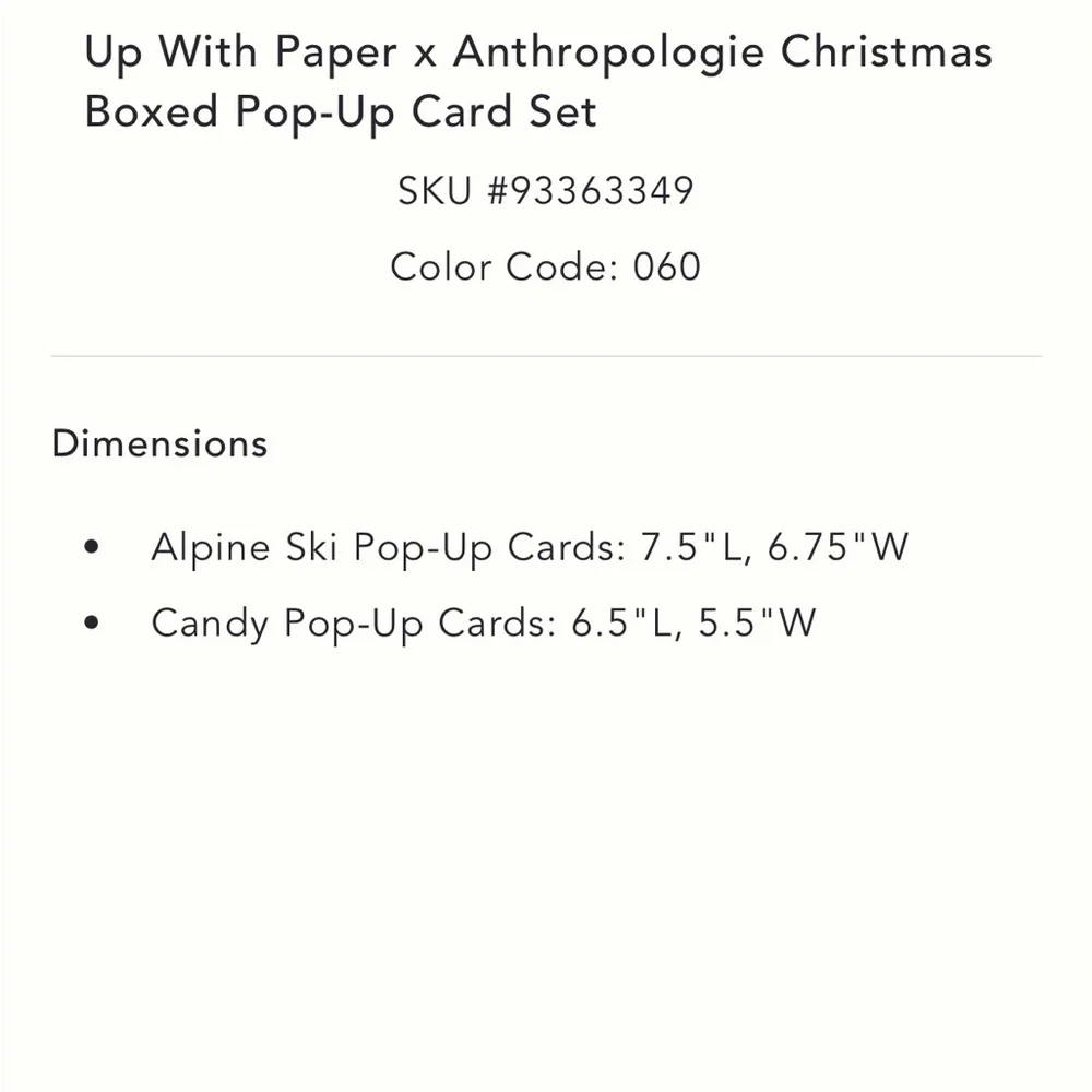 Anthropologie Christmas Festive Candy Pop-Up Card Set